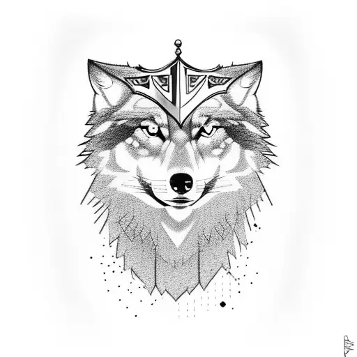 princess with wolf hood and hawk on arm tattoo design idea