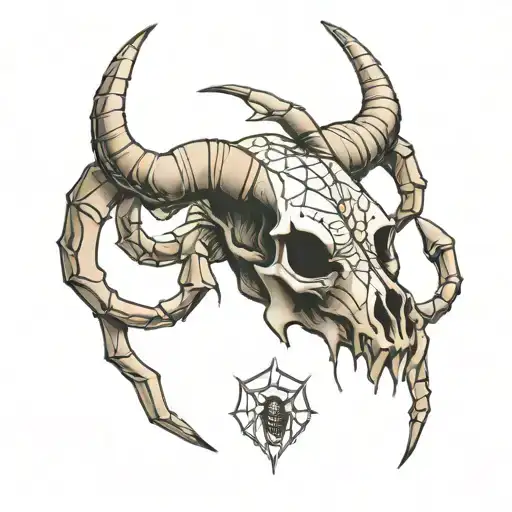 ram skull and spiders together sigil tattoo tattoo design idea