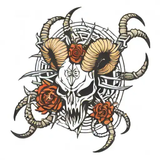 ram skull and spiders together sigil tattoo tattoo design idea