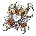 ram skull and spiders together sigil tattoo tattoo design idea