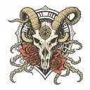 ram skull and spiders together sigil tattoo tattoo design idea