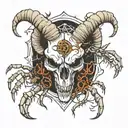 ram skull and spiders together sigil tattoo tattoo design idea