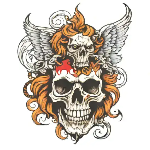 Skull and Lion tattoo design idea