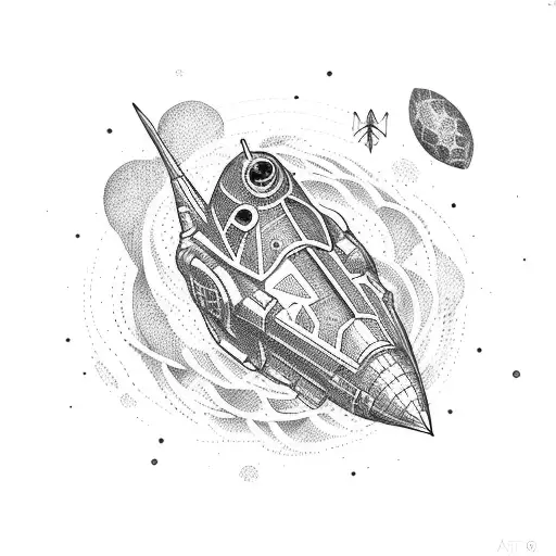 spaceship tattoo design idea
