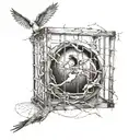 breaking free from cage tattoo design idea