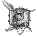 breaking free from cage tattoo design idea