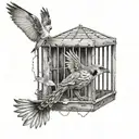 breaking free from cage tattoo design idea