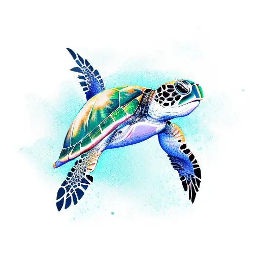 Sea turtle cute tattoo design idea