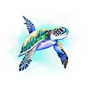Sea turtle cute tattoo design idea