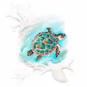Sea turtle cute tattoo design idea