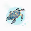 Sea turtle cute tattoo design idea