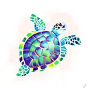 Sea turtle cute tattoo design idea