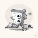 bowl with soup and many buttons inside tattoo design idea