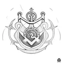 Sailor's anchor, with the names 'Feli' and 'Robi', an infinity sign, the crowns of prince and princess over the initials tattoo design idea