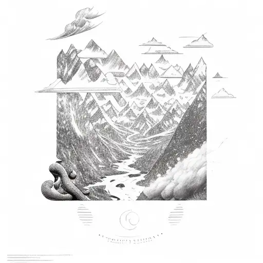 the four elements of nature in one frame tattoo design idea