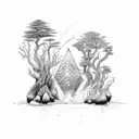 the four elements of nature in one frame tattoo design idea