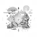 the four elements of nature in one frame tattoo design idea