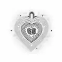 A blackwork tattoo of a heart-shaped lock with the initials 'J' and 'L' engraved on it, surrounded by intricate key designs tattoo design idea