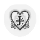 A blackwork tattoo of a heart-shaped lock with the initials 'J' and 'L' engraved on it, surrounded by intricate key designs tattoo design idea