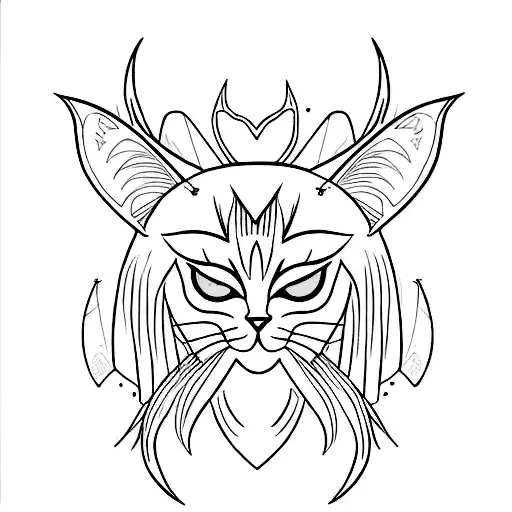 black  cat with yellow eyes and bat wings tattoo design idea