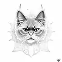 black persian cat with yellow eyes and bat wings tattoo design idea