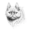 black persian cat with yellow eyes and bat wings tattoo design idea