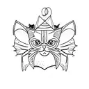 black persian cat with yellow eyes and bat wings tattoo design idea