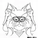 black persian cat with yellow eyes and bat wings tattoo design idea