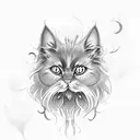 black persian cat with yellow eyes and bat wings tattoo design idea