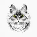 black persian cat with yellow eyes and bat wings tattoo design idea