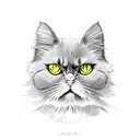 black persian cat with yellow eyes and bat wings tattoo design idea