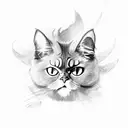black persian cat with yellow eyes and bat wings tattoo design idea