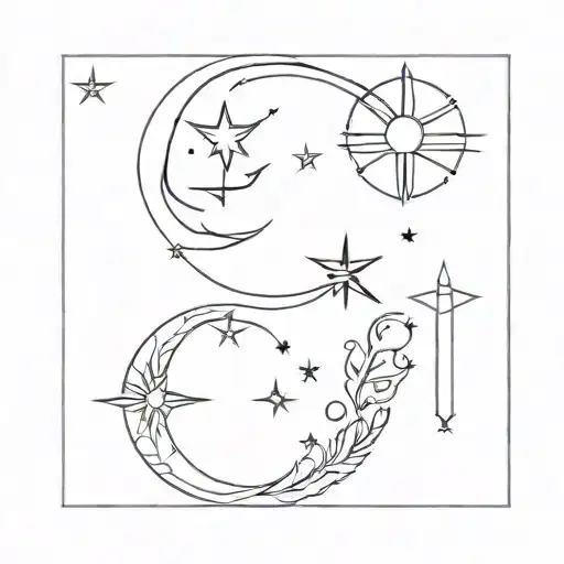 Aquarius sun Sagittarius moon Virgo rising symbol incorporated tattoo design idea