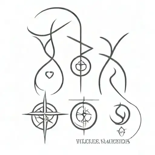 ankle tattoo of Aquarius Virgo Sagittarius symbols combined tattoo design idea