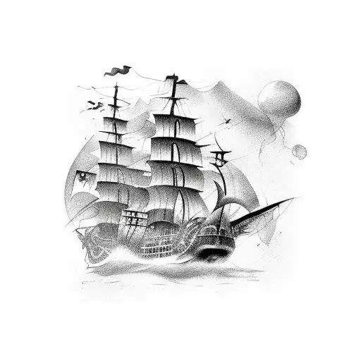 pirate ship tattoo design idea