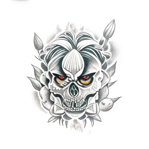 lobo con orquidea tattoo design idea