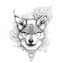 lobo con orquidea tattoo design idea