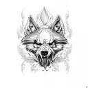 lobo con orquidea tattoo design idea
