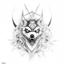 lobo con orquidea tattoo design idea