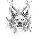 lobo con orquidea tattoo design idea