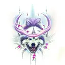 lobo con orquidea tattoo design idea