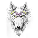 lobo con orquidea tattoo design idea