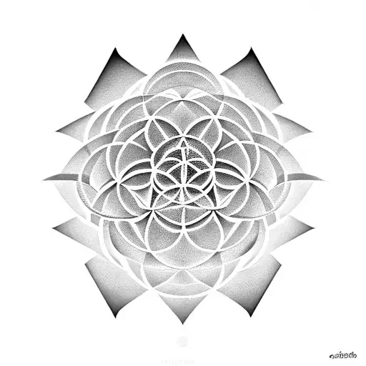 Flower of life, metratons cube, platonic solids, fibonacci spirale tattoo design idea