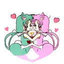 two sailor moon cats with tails creating a heart shape tattoo design idea