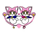 two sailor moon cats with tails creating a heart shape tattoo design idea