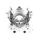 Muay Thai warrior holding a skull tattoo design idea