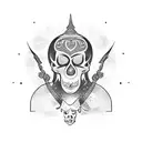 Muay Thai warrior holding a skull tattoo design idea