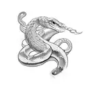 Student with a snake tattoo wrapped around a knife tattoo design idea