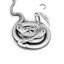 Student with a snake tattoo wrapped around a knife tattoo design idea