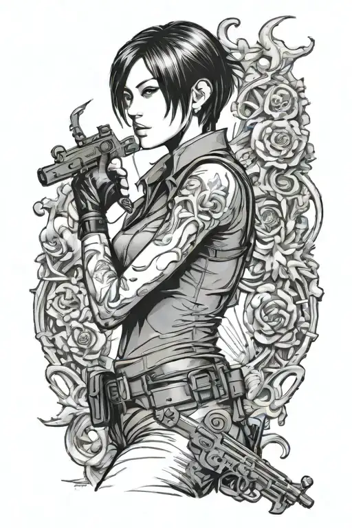 ada wong resident evil tattoo design idea